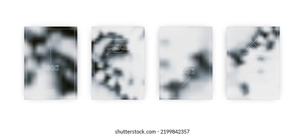 Set of vector cover templates. Black and white hand painted tie dye blurred background. For flyers, posters and placards design