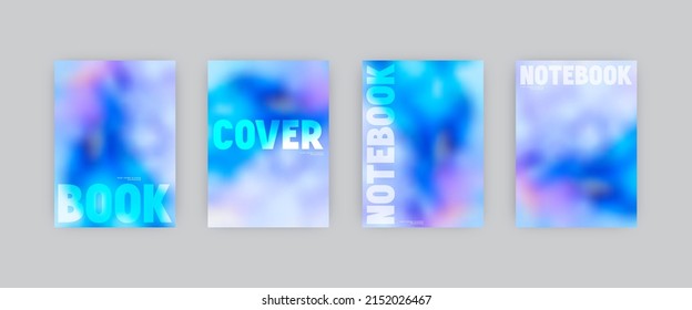 Set of vector cover templates. Blue and pink colors hand painted alcohol ink blurred background. For flyers, posters and placards design