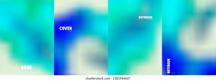 Conjunto de plantillas de portada vectorial. Los colores azul y verde salpican un fondo psicodélico borroso. Para folletos, afiches y carteles de diseño