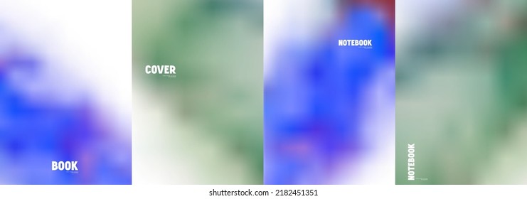 Conjunto de plantillas de portada vectorial. Los colores azul y verde salpican un fondo psicodélico borroso. Para folletos, afiches y carteles de diseño