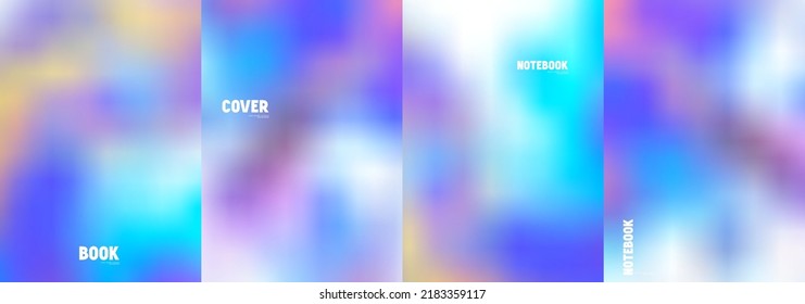 Set of vector cover templates. Blue and violet colors splash hand painted psychedelic blurred background. For flyers, posters and placards design