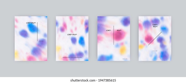 Conjunto de plantillas de portada vectorial. Colores manchados a mano pintados fondo psicodélico borroso. Para folletos, afiches y carteles de diseño