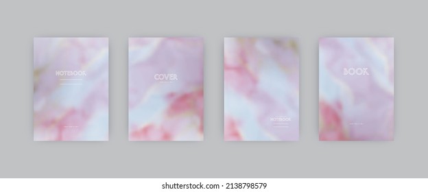 Set of vector cover templates. Pink colors hand painted alcohol ink blurred background. For flyers, posters and placards design