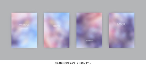 Set of vector cover templates. Pink and blue colors hand painted alcohol ink blurred background. For flyers, posters and placards design