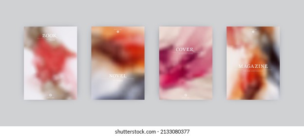 Set of vector cover templates. Saturated color splash hand painted alcohol ink blurred background. For flyers, posters and placards design