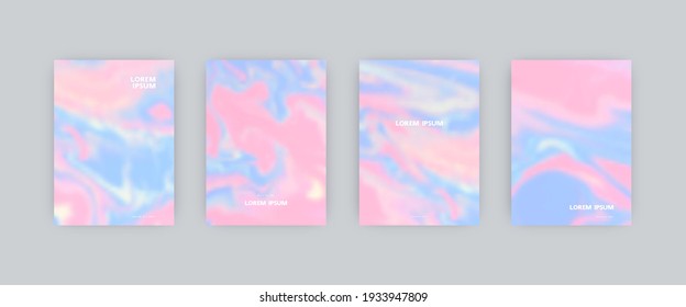 Set of vector cover templates. Soft colors splash hand painted psychedelic fluid art blurred background. For flyers, posters and placards design