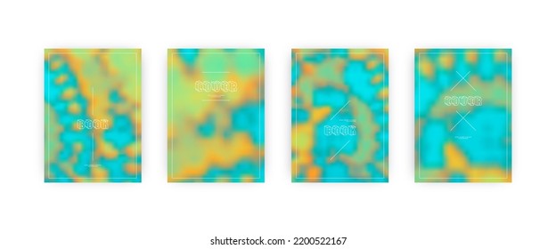 Conjunto de plantillas de portada vectorial. Colores turquesa y amarilla color de corbata pintado a mano fondo borroso. Para folletos, afiches y carteles de diseño