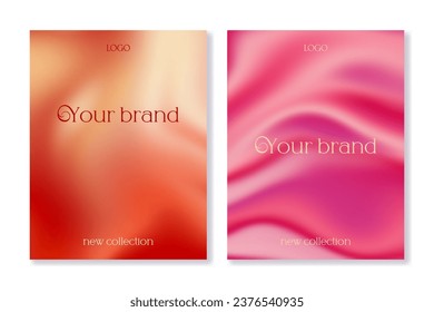 Set of vector cover templates with wavy gradient backgrounds of bright colors. For covers, posters, wallpapers, branding, presentations and other stylish projects. 