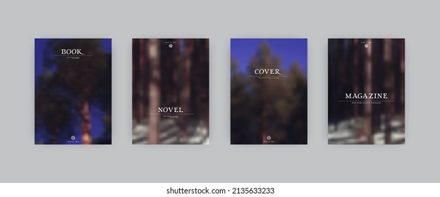 Set of vector cover templates. Winter forest blurred background. For flyers, posters and placards design