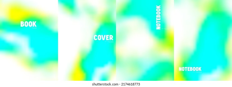 Conjunto de plantillas de portada vectorial. Los colores amarillo y azul salpican el fondo del tinte psicodélico pintado a mano. Para folletos, afiches y carteles de diseño