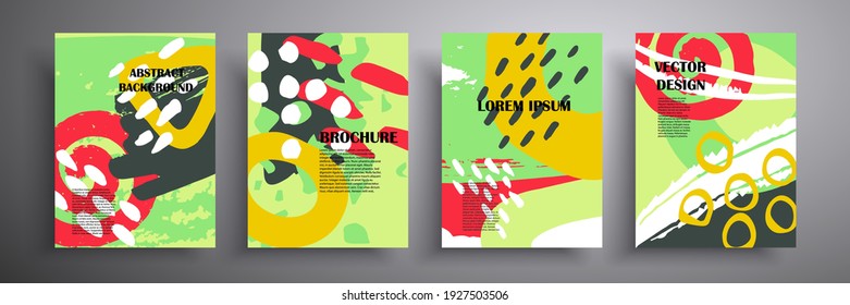 Set of vector covers. Abstract shapes. Colored geometric composition. Template for brochures, covers, notebooks, banners, magazines and flyers, modern website template design