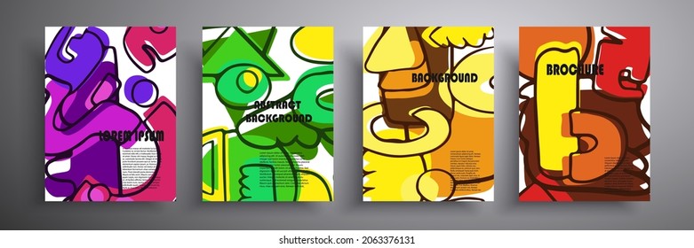 Set of vector covers. Abstract shapes. Colored geometric compositions for book covers, posters, flyers, magazines, business annual reports