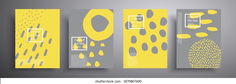 Set of vector covers. The trend colors are yellow and gray. Colors 2021. Compositions for book covers, posters, flyers, magazines, business annual reports