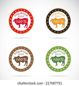 Set of vector cow label on white background