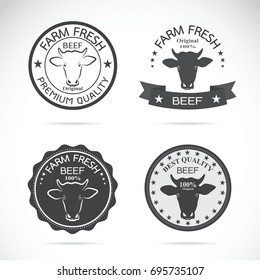Set of vector cow labels on white background. Farm Animal.