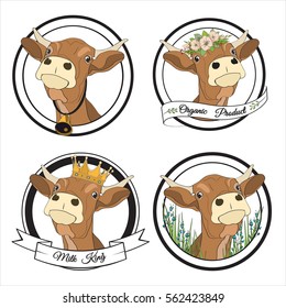 Set vector cows for logos  badges  labels   design elements