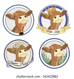 Set vector cows for logos  badges  labels   design elements