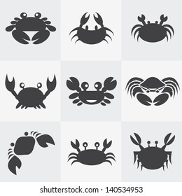 Set vector crab icons white background  Underwater  Food  Animals  Easy editable layered vector illustration 