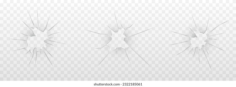 Set of vector cracked glasses. Cracked glass png. Cracked window, surface png. Broken glass. svg