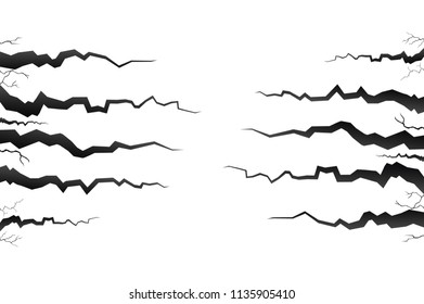 Set of vector cracks isolated on transparent background.