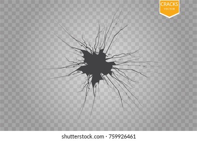 Set of vector cracks isolated on transparent background. eps 10