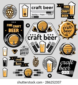 Set of vector craft beer emblems