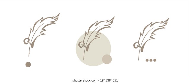 
set of vector craft color feathers for writing