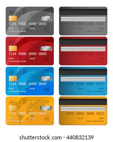 Set of Vector Credit Card two sides. Credit card vector illustration. Business Solution.