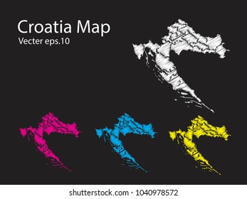 Set of vector croatia maps Multicolored contry map in geometric style for your design infographic vector illustration eps.10