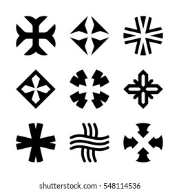 Set of vector crosses and logo design elements. Cross icons