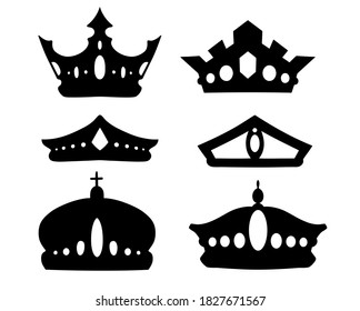 Set of vector crowns on an isolated background