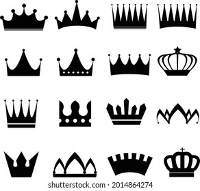 Conjunto de siluetas de coronas vectoriales Ilustración Eps10