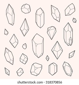 Set Of Vector Crystal Shapes, Un-expanded Strokes 