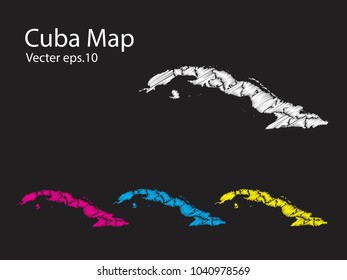 Set of vector cuba maps Multicolored contry map in geometric style for your design infographic vector illustration eps.10