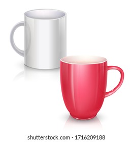 Set of Vector cup for tea or coffee. Ceramic cup isolated on white background.