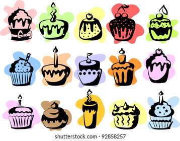 Set of vector cupcakes