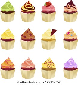 Set of vector cupcakes clip art