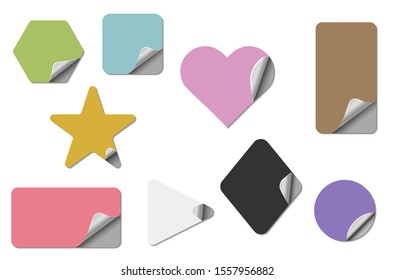 Set of vector curled pages blank stikers