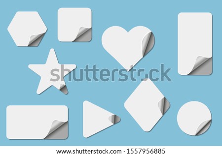 Set of vector curled pages blank stikers