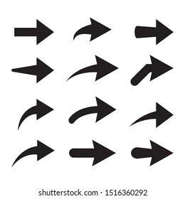 Set of vector curved arrows. Collection of pointers.
