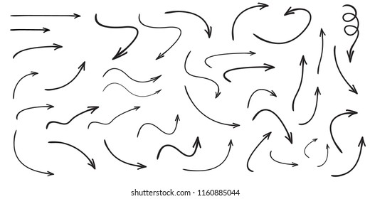 Curved Arrows Hand Drawn Set Icon Stock Vector Royalty Free 1717456006 9916