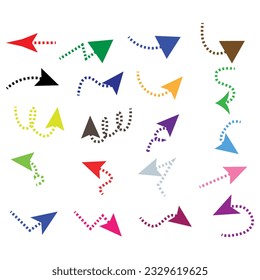 Conjunto de flechas vectoriales curvadas dibujadas a mano. Esbozar el estilo del doodle. Colección de punteros.