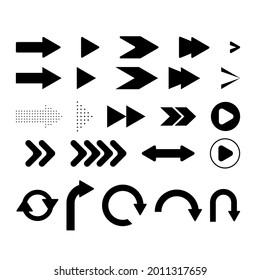 Set of vector curved arrows ,isolated on white background , Vector illustration EPS 10