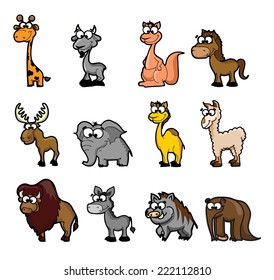 Set of vector cute cartoon animals 