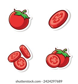 set vector cute cartoon of tomato isolated