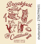 Set of vector cute cat illustration with slogan text print for graphic tee t shirt or sweatshirt hoodie - Vector
