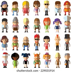 Set of vector cute character avatar icons in flat design 