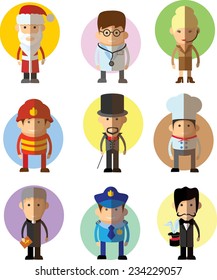 Set of vector cute character avatar icons in flat design 