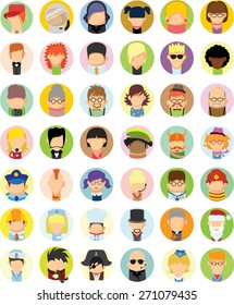 Set of vector cute character avatar icons in flat design