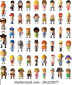 Set of vector cute character avatar icons in flat design 